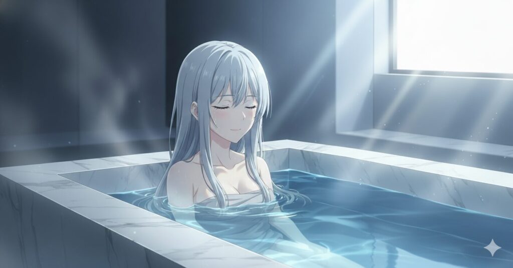 水風呂に静かに入るイメージ