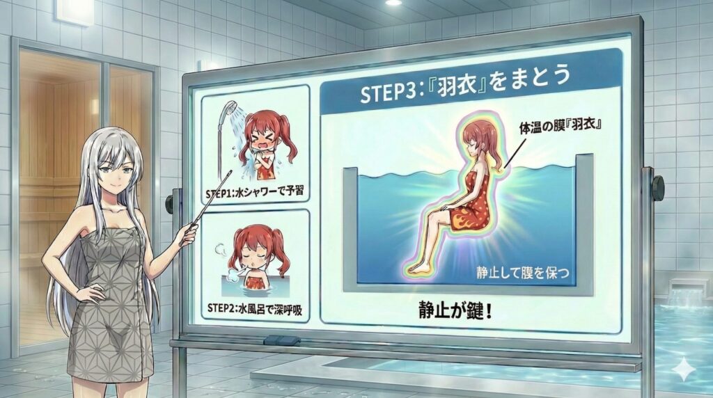 水風呂の入り方のイメージ