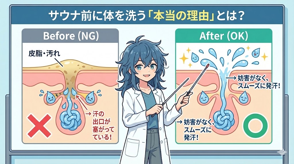 皮脂による汗腺のつまりのイメージ