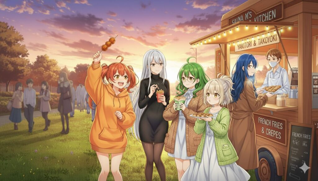 キッチンカーで食事を楽しむイメージ