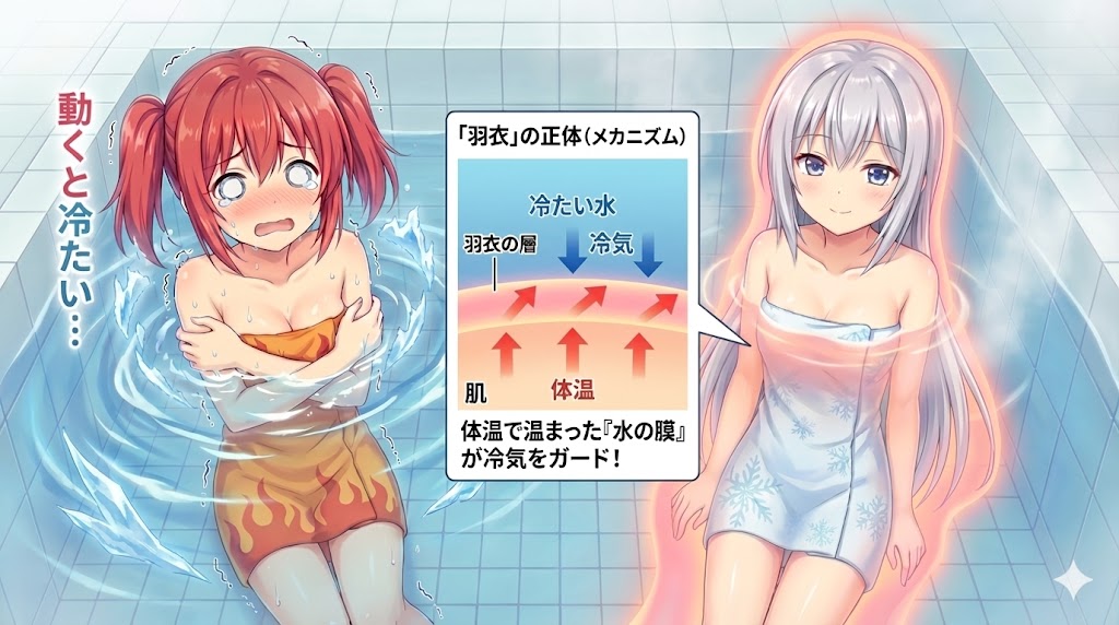 動かずに羽衣を纏う図解