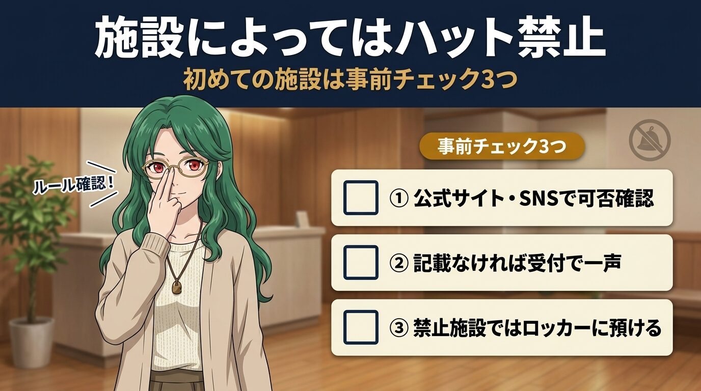 施設のサウナハット禁止ルール事前チェック