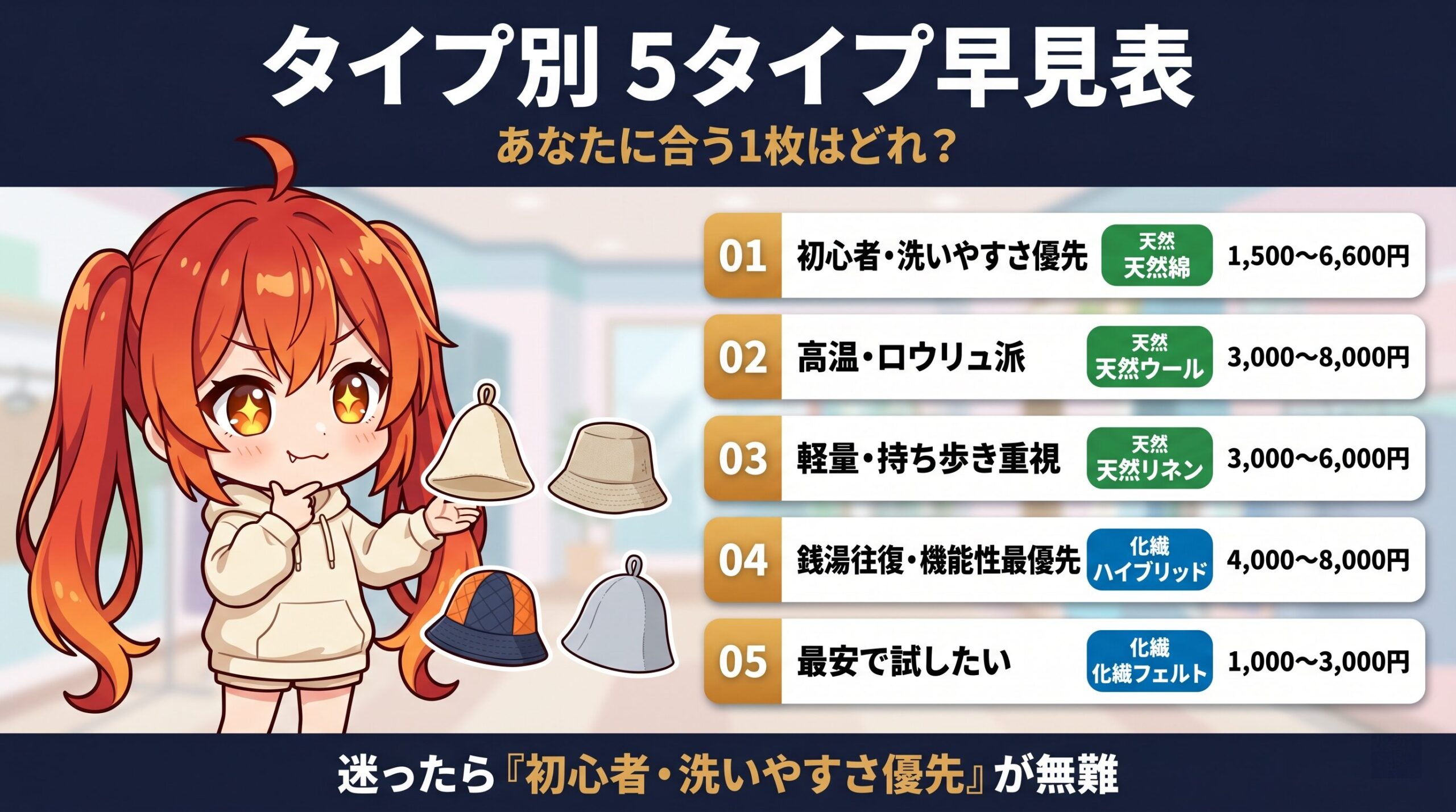 タイプ別5タイプ早見表