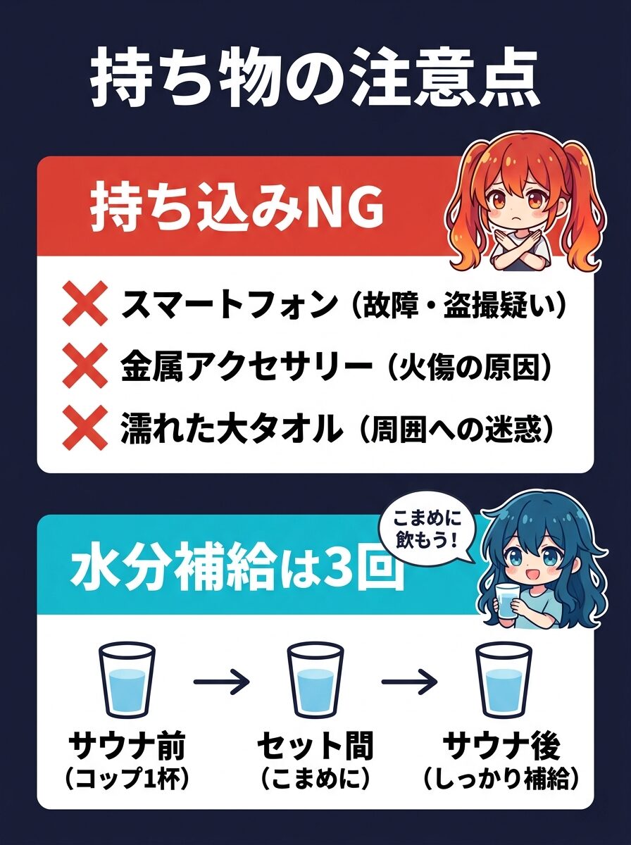 サウナ持ち物の注意点