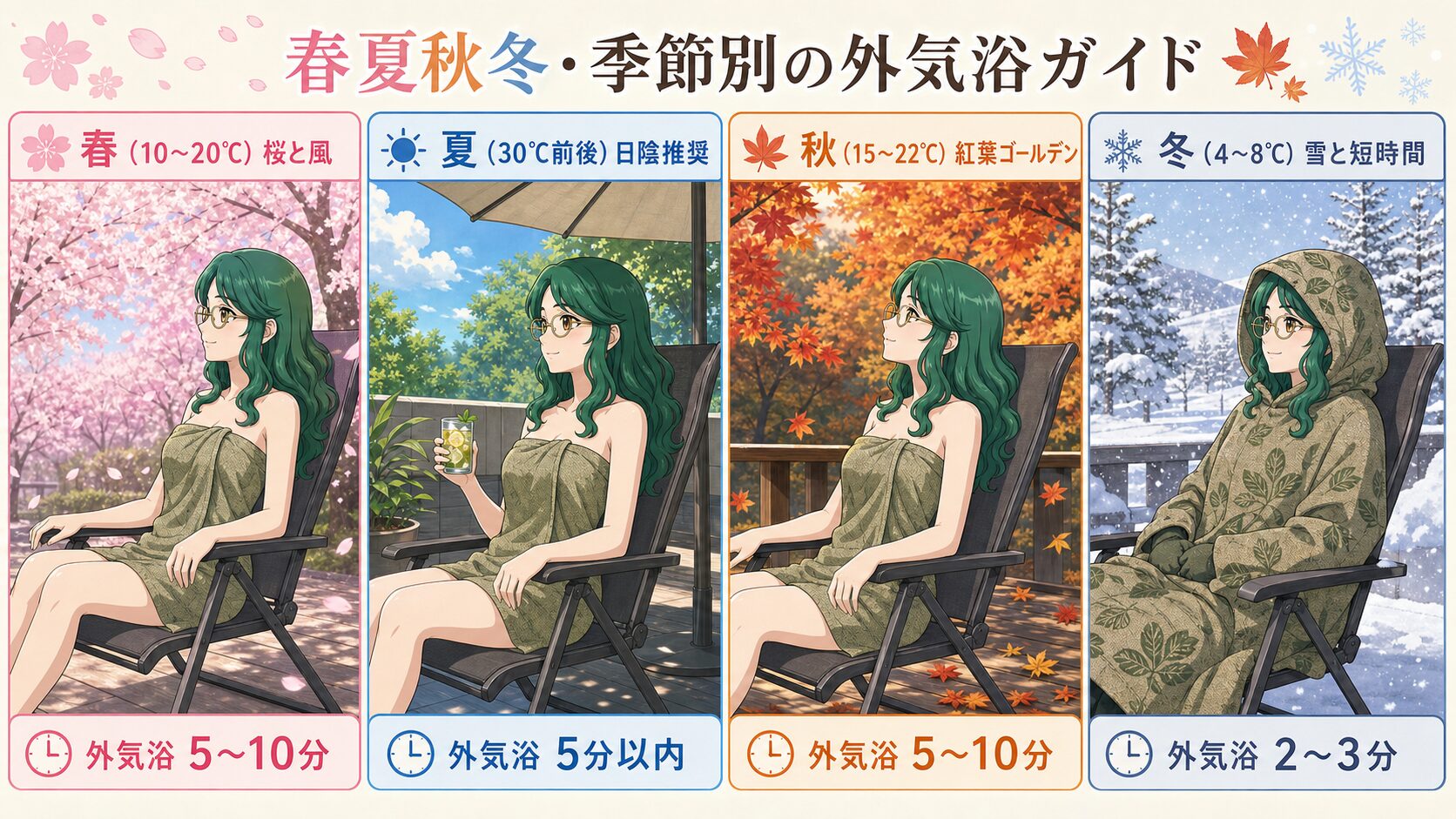 春夏秋冬・季節別の外気浴ガイド
