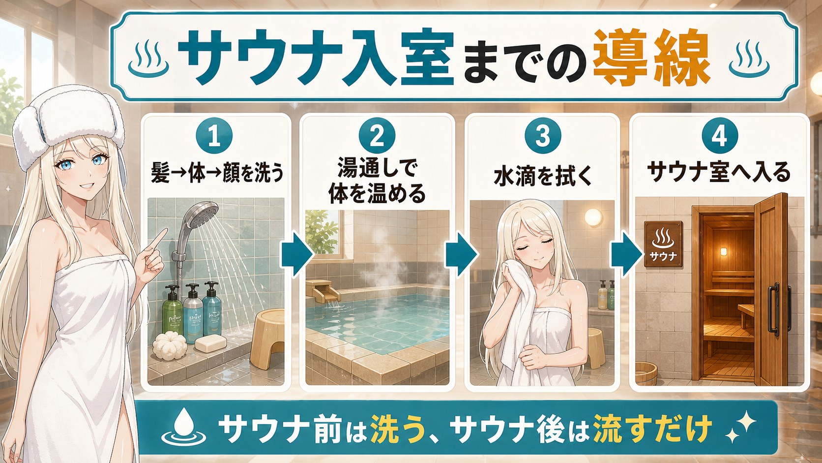 サウナ入室までの導線