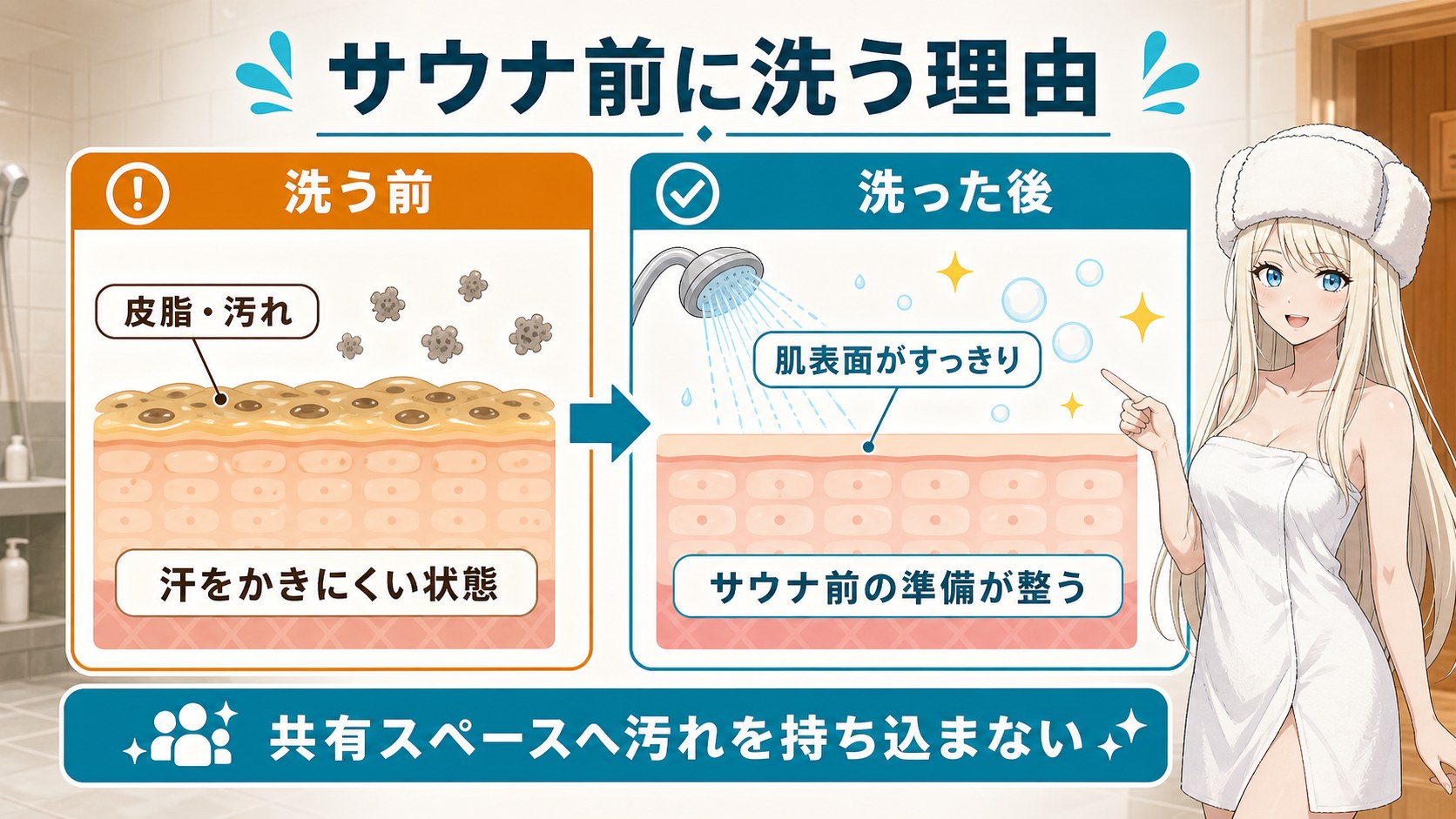サウナ前に体を洗う理由