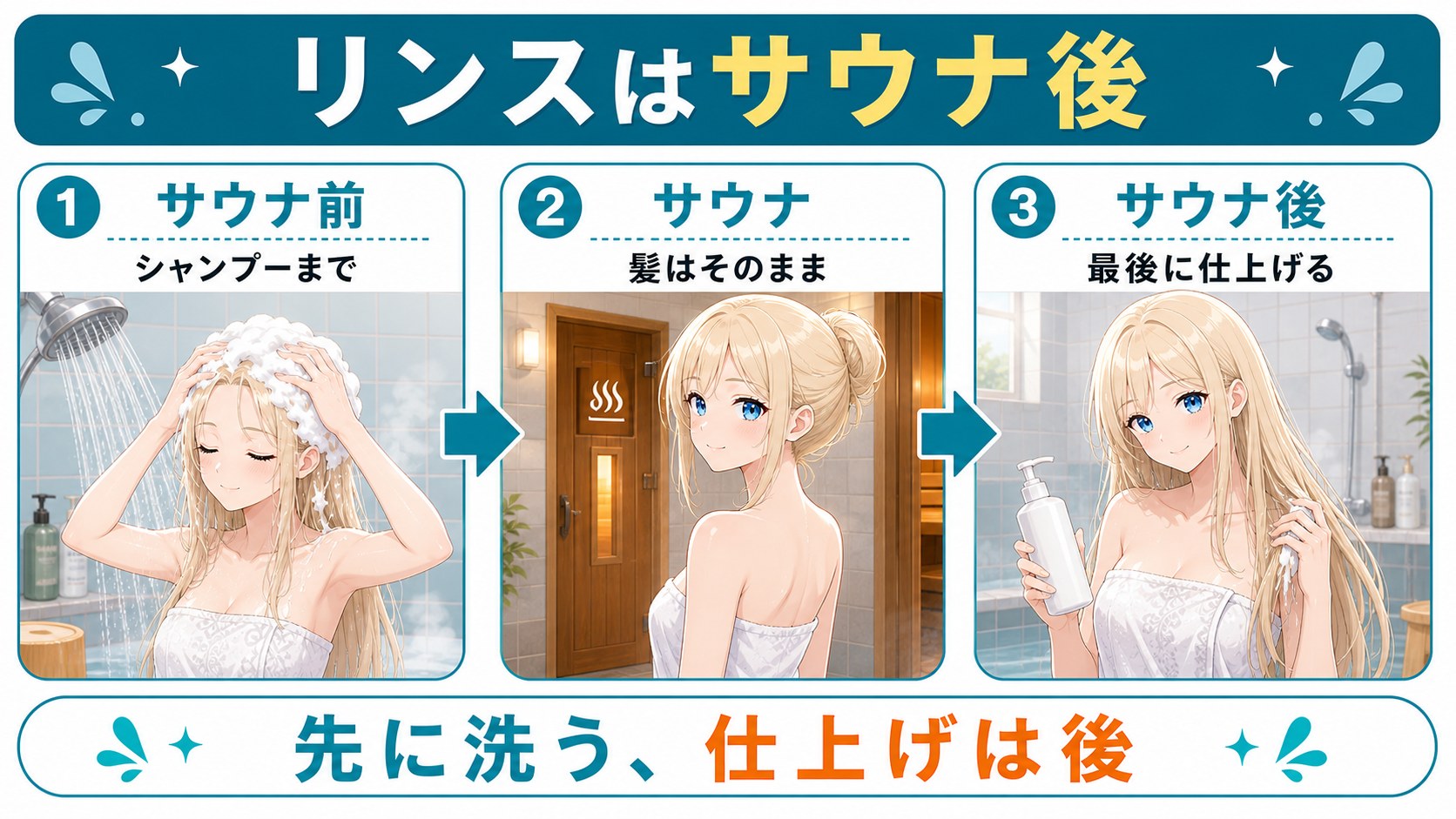 リンスはサウナ後に仕上げる